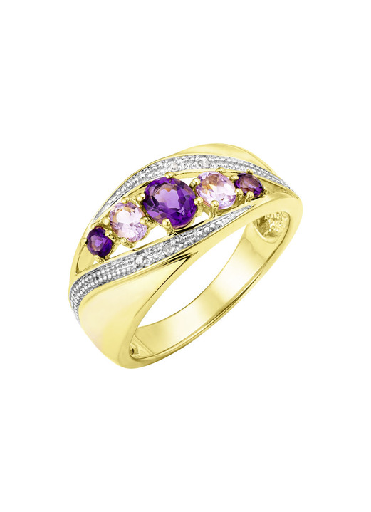 Ringe - Damenring mit Amethyst und Zirkonia Ansicht 2 Ringe - Damenring mit Amethyst und Zirkonia, in Größe 160 bis 220, in Farbe  Ansicht 2