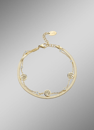 Lebensbaum-Armband aus Edelstahl mit Kristallen