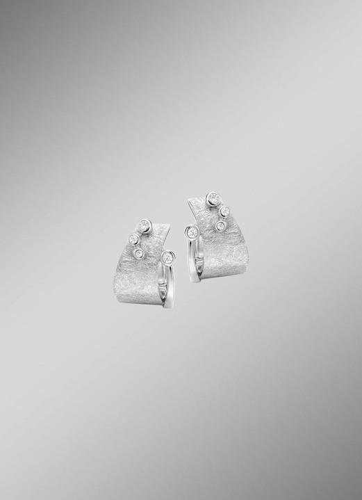 Ohrschmuck - Edle Klappcreolen mit Zirkonia, in Farbe  Ansicht 1