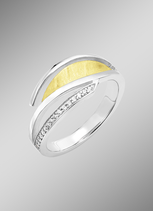 Ringe - Moderner Damenring in Bicolor mit Zirkonia, in Größe 160 bis 220, in Farbe  Ansicht 1