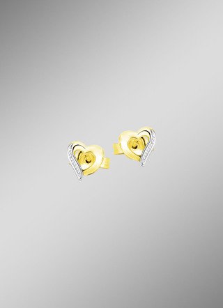 Herz-Ohrstecker in Bicolor