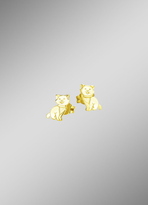 Ohrschmuck - Ohrstecker mit Katze, in Farbe  Ansicht 1