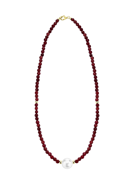 Halsketten - Halskette mit Perlenschimmer und Edelsteinglanz Ansicht 2 Halsketten - Halskette mit Perlenschimmer und Edelsteinglanz, in Farbe  Ansicht 2