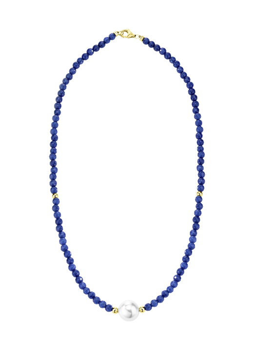 Halsketten - Halskette mit Perlenschimmer und Edelsteinglanz, in Farbe  Ansicht 2