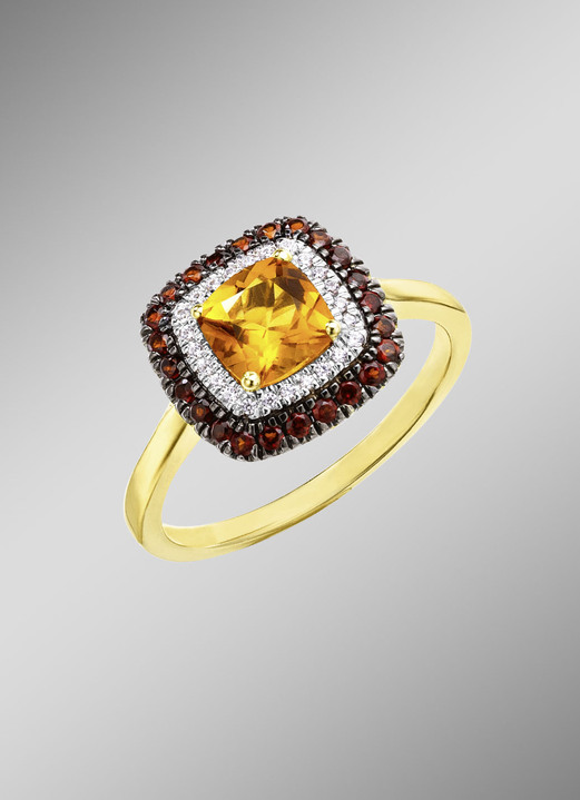 Ringe - Bezaubernder Damenring mit Brillanten, Citrin und Granat, in Größe 160 bis 220, in Farbe  Ansicht 1