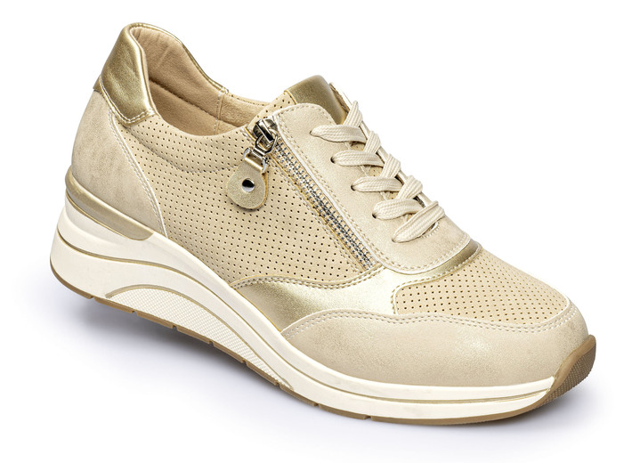 Gesundheitsschuhe - Sportlicher Komfort-Keil-Sneaker , in Größe 036 bis 042, in Farbe CREME-GOLD Ansicht 2