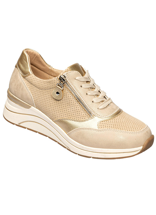Gesundheitsschuhe - Sportlicher Komfort-Keil-Sneaker , in Größe 036 bis 042, in Farbe CREME-GOLD Ansicht 1