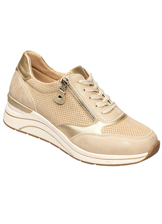 Gesundheitsschuhe - Sportlicher Komfort-Keil-Sneaker , in Größe 036 bis 042, in Farbe CREME-GOLD