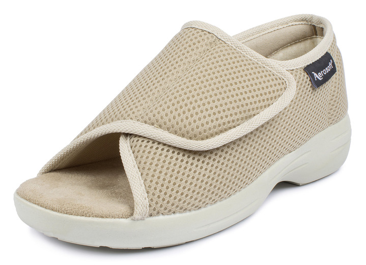 Damenmode - Klett-Sandale für Damen und Herren, in Größe 036 bis 046, in Farbe SCHWARZ, in Ausführung Komfort-Klett-Sandale mit 2 Klettverschlüssen Ansicht 6