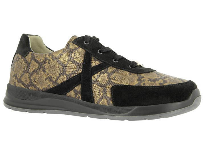 Gesundheitsschuhe - Schnürschuh von Varomed in extraweiter Passform, in Größe 035 bis 080, in Farbe SCHWARZ-GOLD Ansicht 1