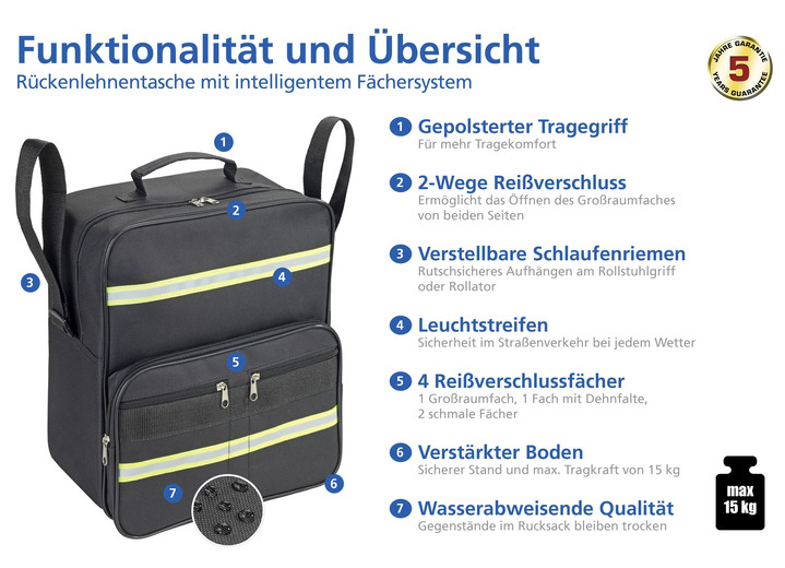 Rollatoren & Rollstühle - Wetterfeste Rollstuhl-/Rollator-Tasche Ansicht 6 Rollatoren & Rollstühle - Wetterfeste Rollstuhl-/Rollator-Tasche, in Farbe SCHWARZ Ansicht 6