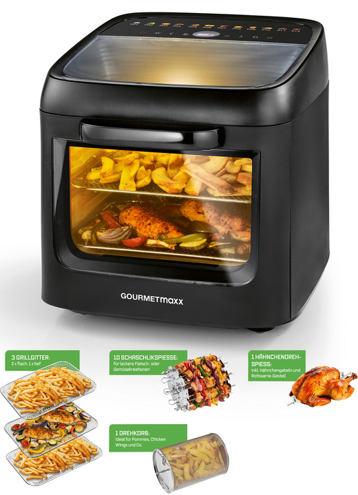 Kochen & Grillen - Backofen, Heißluftofen und Dörrautomat in einem, in Farbe SCHWARZ Ansicht 1