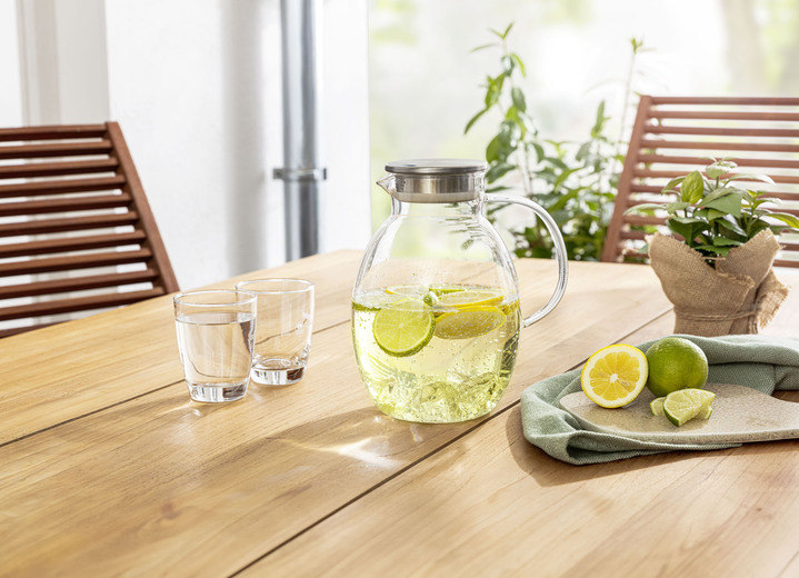 Geschirr - Glaskanne mit integriertem Sieb, in Farbe TRANSPARENT