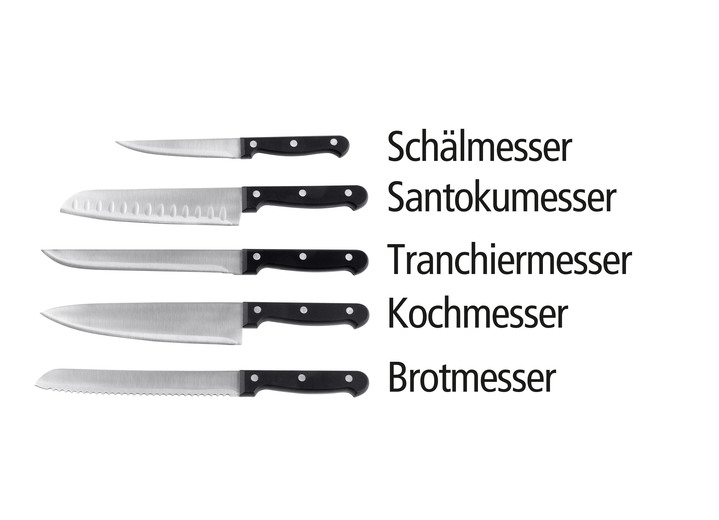 Messer & Schneidgeräte - Messerblock, 6-teilig, mit 5 Messern Ansicht 2 Messer & Schneidgeräte - Messerblock, 6-teilig, mit 5 Messern, in Farbe SCHWARZ Ansicht 2