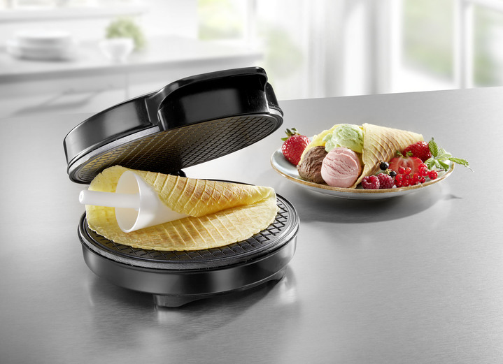 Backen - 2-in-1 Hörnchen- und Eiswaffel-Maker, in Farbe SCHWARZ