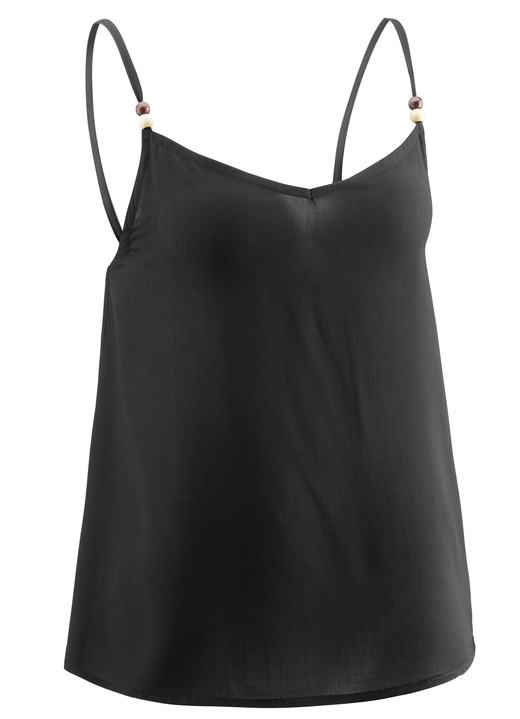 Strandkleider - Laurina Top mit Spaghettiträgern, in Größe 034 bis 054, in Farbe SCHWARZ Ansicht 5