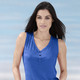 Strandkleider - Laurina Trägershirt mit Zierknopfleiste, in Größe 036 bis 054, in Farbe ROYALBLAU – Farbe ROYALBLAU – Ansicht 1