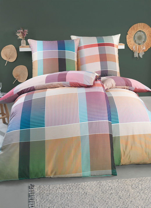 Bettwäschegarnituren - Mako-Satin Bettwäsche-Garnitur, in Größe 112 (80/80 cm + 135/200 cm) bis 115 (80/80 cm + 155/220 cm), in Farbe BUNT Ansicht 1