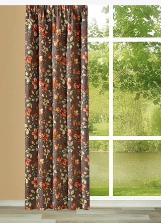 Übergardine mit Blättermotiven