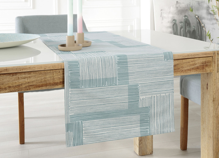 Tischdecken - Tischdecke mit Fleckschutz-Ausrüstung, in Größe 105 (Läufer, 40/140 cm) bis 160 (Tischdecke rund, ø 140 cm), in Farbe AQUA Ansicht 1