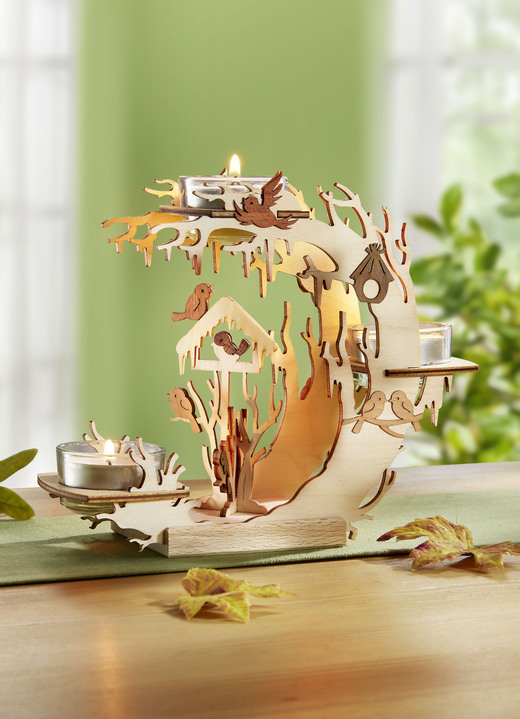 Wohnaccessoires - Teelichthalter aus Holz, in Farbe NATUR