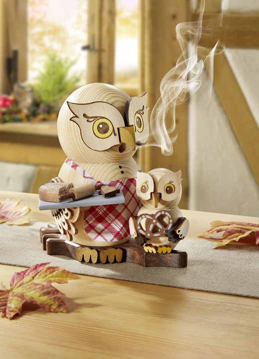 Figuren - Eule aus Holz, in Farbe NATUR, in Ausführung Mini-Eule mit Kind Ansicht 2