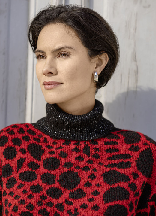 Laura Kent - Pullover mit Glitzerakzenten, in Größe 036 bis 052, in Farbe OLIV-SCHWARZ-SILBERFARBEN Ansicht 5