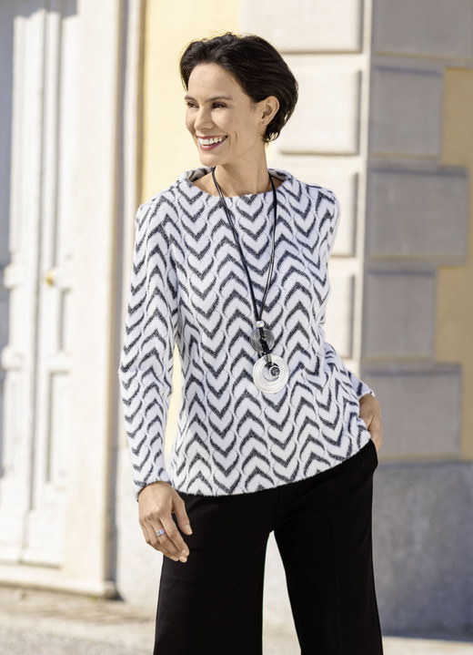 Laura Kent - Flauschige Shirt-Tunika von laurakent, in Größe 036 bis 052, in Farbe ECRU-SCHWARZ Ansicht 1