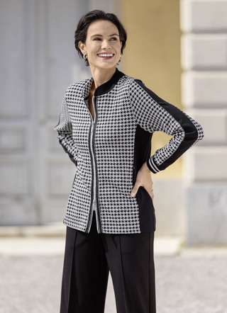 Blusenjacke mit Hahnentritt-Dessin