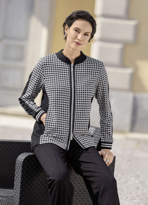 Laura Kent - Blusenjacke mit Hahnentritt-Dessin, in Größe 036 bis 052, in Farbe SCHWARZ-SILBER Ansicht 2