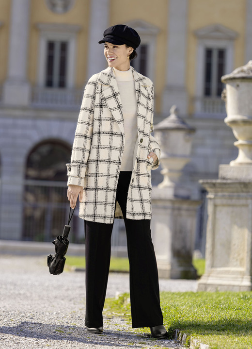 Wollmäntel - Kurzmantel von laurakent, in Größe 036 bis 052, in Farbe ECRU-SCHWARZ Ansicht 2