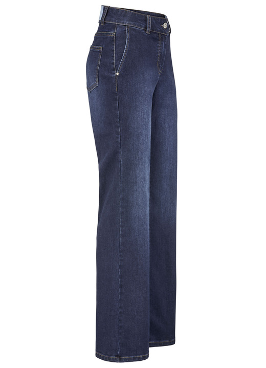 Hosen mit Knopf- und Reißverschluss - Jeans mit weiterem Beinverlauf, in Größe 017 bis 050, in Farbe DUNKELBLAU Ansicht 1
