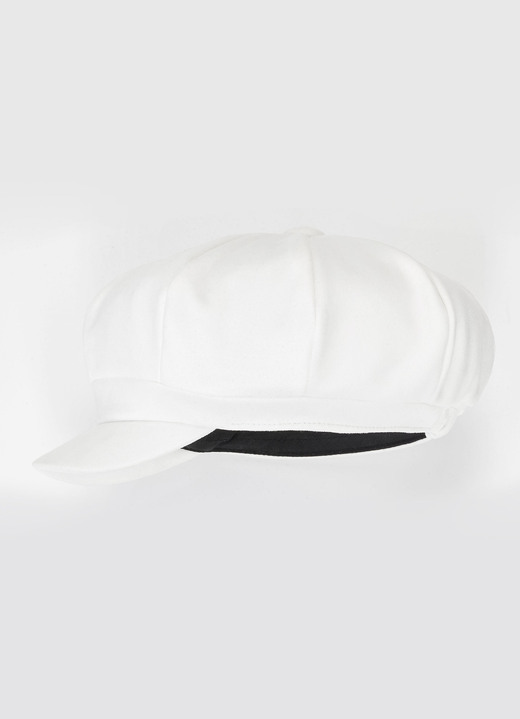 Mützen & Hüte - Elegante Damen-Ballonmütze, mit rückwärtigem Elastikeinsatz, in Farbe WEISS Ansicht 1