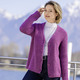 Basics - Strickjacke in superflauschigem Grobstrick, in Größe L(44/46) bis XXL(52/54), in Farbe BEERE MELIERT – Farbe BEERE MELIERT – Ansicht 1