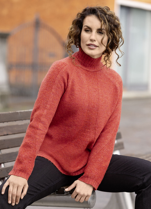 Basics - Pullover mit streckender Struktur, in Größe L(44/46) bis XS(32/34), in Farbe KORALLE MELIERT Ansicht 2