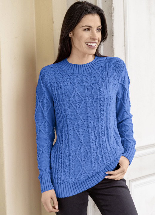 Basics - Pullover mit nachhaltig recycelter Baumwolle Basics - Pullover mit nachhaltig recycelter Baumwolle, in Größe 036 bis 052, in Farbe ROYALBLAU