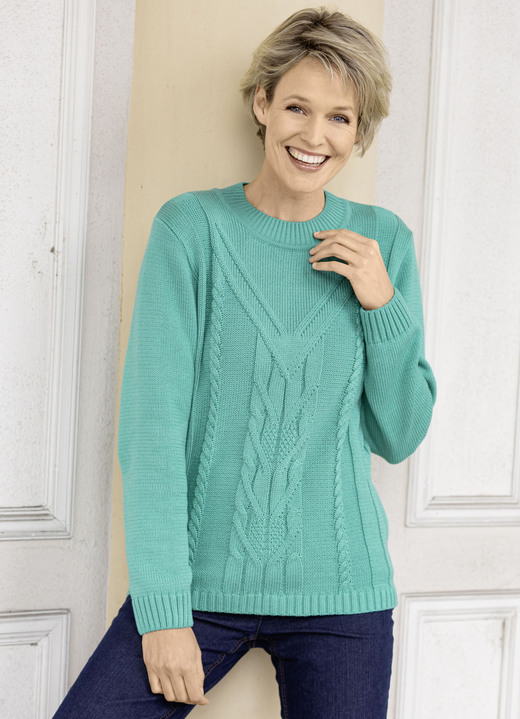 Pullover - Pullover in Strukturmustermix, in Größe 038 bis 054, in Farbe DUNKELROT Ansicht 3