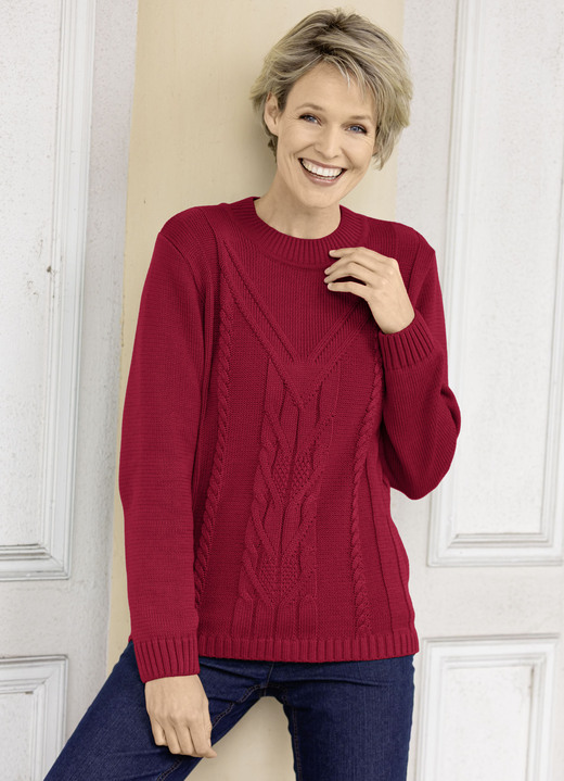 Pullover - Pullover in Strukturmustermix Pullover - Pullover in Strukturmustermix, in Größe 038 bis 054, in Farbe DUNKELROT