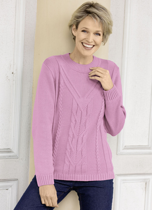 Pullover - Pullover in Strukturmustermix, in Größe 038 bis 054, in Farbe SMARAGDGRÜN Ansicht 3