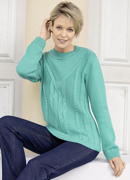 Pullover - Pullover in Strukturmustermix, in Größe 038 bis 054, in Farbe DUNKELROT Ansicht 4