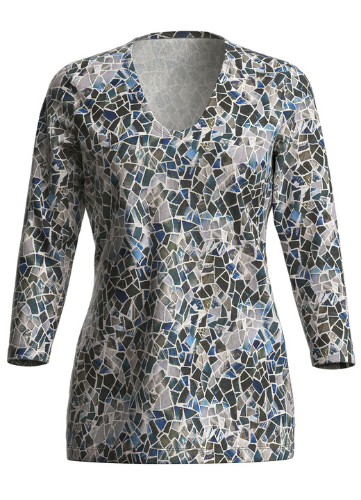 Pullover & Strickmode - Pullover in Feinstrick, in Größe 038 bis 054, in Farbe BLAU-WEISS-MULTICOLOR Ansicht 2