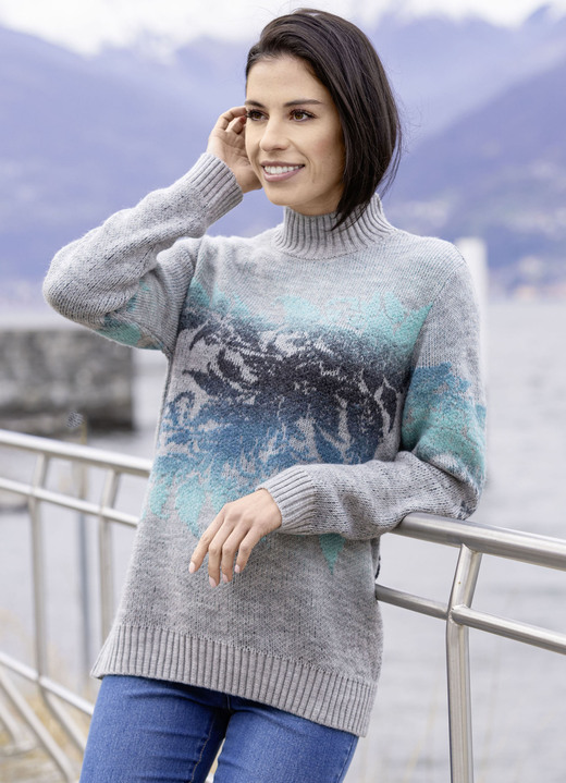 Pullover - Pullover mit weichem Griff, in Größe L(44/46) bis XXL(52/54), in Farbe GRAU MELIERT-ANTHRAZIT-BLAU