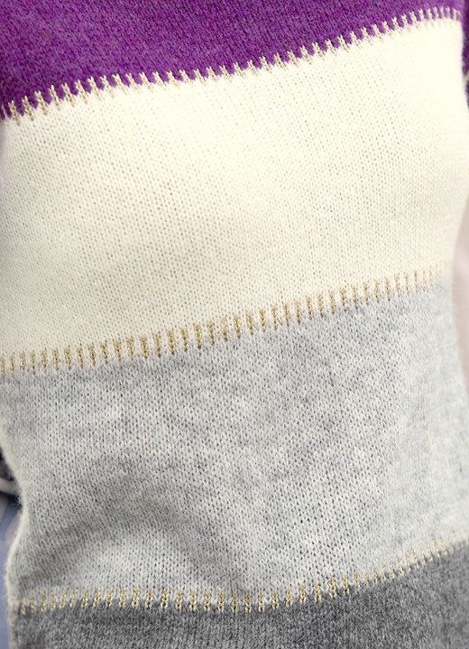 Pullover - Pullover mit Glitzerakzenten Ansicht 2 Pullover - Pullover mit Glitzerakzenten, in Größe 036 bis 052, in Farbe VIOLETT-ECRU-GRAU MELIERT Ansicht 2