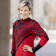 Langarm - Pullover in Jacquard-Dessin – Farbe ROT-SCHWARZ Langarm - Pullover in Jacquard-Dessin, in Größe 036 bis 052, in Farbe ROT-SCHWARZ