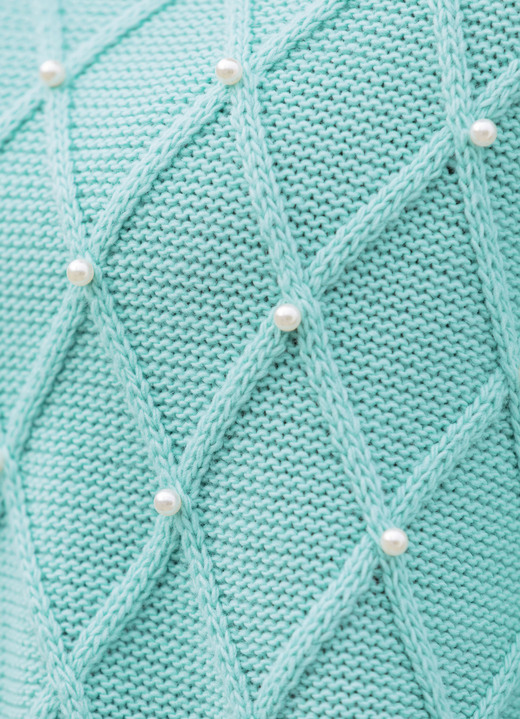 Basics - Pullover mit Perlenzier, in Größe L(44/46) bis XXL(52/54), in Farbe PETROL Ansicht 3