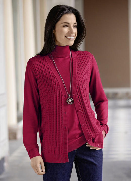 Basics - Strickjacke mit Zöpfchenstruktur Ansicht 6 Basics - Strickjacke mit Zöpfchenstruktur, in Größe 036 bis 052, in Farbe SCHWARZ Ansicht 6