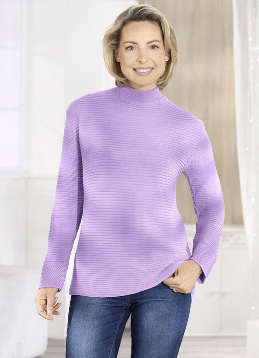 Basics - Pullover in Strukturmix Basics - Pullover in Strukturmix, in Größe 036 bis 052, in Farbe FLIEDER
