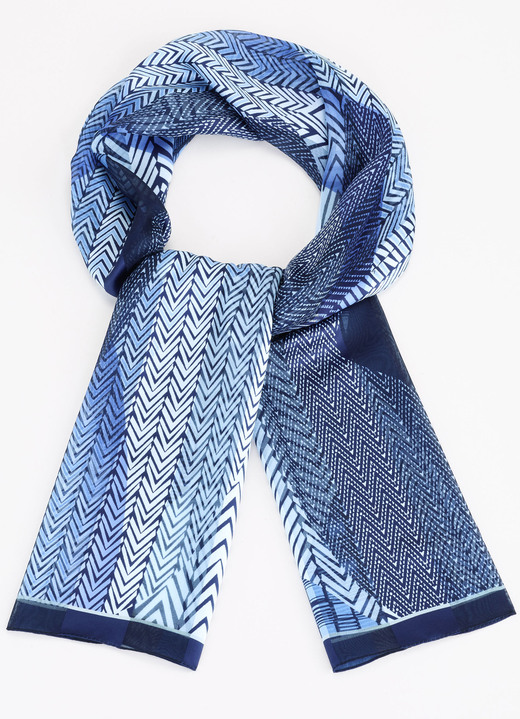 Schals - Schal mit Fantasiedessin, in Farbe BLEU-NACHTBLAU-GRAU-SCHWARZ Ansicht 1