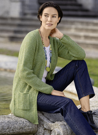 Long-Strickjacke in Perlfang