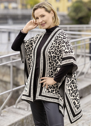 Poncho in Jacquard-Dessin